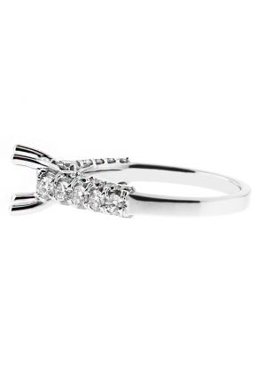 Diamonds in Front and Side Profile, Engagement Ring Semi Mount in 18kt White Gold