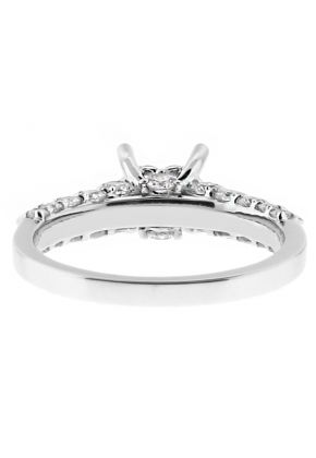 Diamonds in Front and Side Profile, Engagement Ring Semi Mount in 18kt White Gold