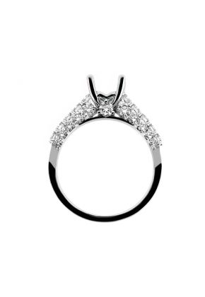Diamonds in Front and Side Profile, Engagement Ring Semi Mount in 18kt White Gold