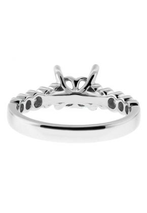 Single Row of Round Diamonds Set in Bezel, Engagement Ring Semi Mount in 18kt White Gold