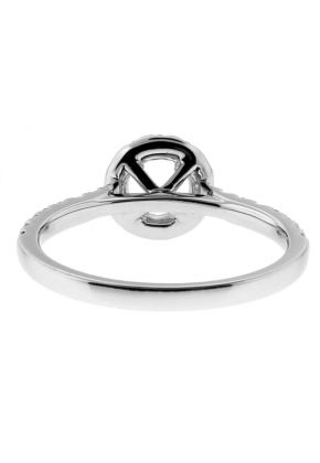 Round Halo, Thin Diamond Shank Engagement RIng Semi Mount in 18kt White Gold