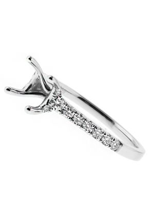 Single Row with Diamonds coming up to Crown Prongs Engagement Ring Semi Mount