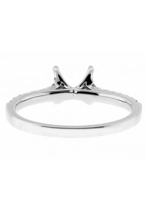 Single Row with Diamonds coming up to Crown Prongs Engagement Ring Semi Mount