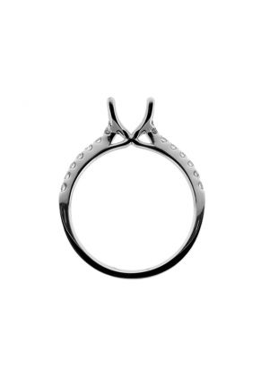 Single Row with Diamonds coming up to Crown Prongs Engagement Ring Semi Mount