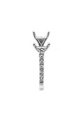 Single Row with Diamonds coming up to Crown Prongs Engagement Ring Semi Mount