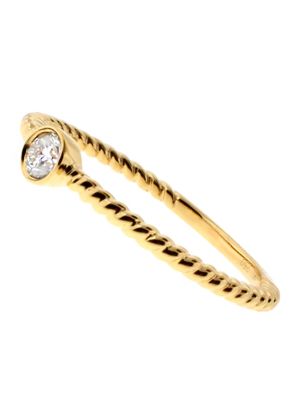 Stackable Ring Rope Design Shank with One Bezel Set Diamond in 18kt Yellow Gold