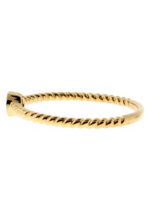 Stackable Ring Rope Design Shank with One Bezel Set Diamond in 18kt Yellow Gold