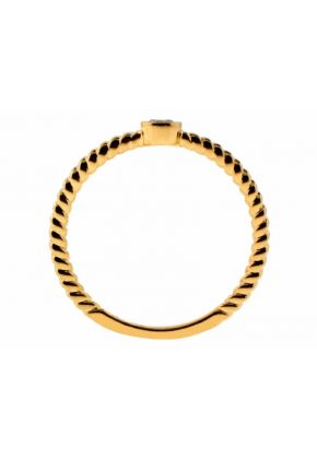 Stackable Ring Rope Design Shank with One Bezel Set Diamond in 18kt Yellow Gold
