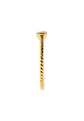 Stackable Ring Rope Design Shank with One Bezel Set Diamond in 18kt Yellow Gold