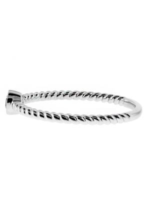Stackable Ring Rope Design Shank with One Bezel Set Diamond in 18kt White Gold