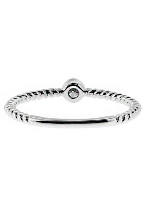 Stackable Ring Rope Design Shank with One Bezel Set Diamond in 18kt White Gold