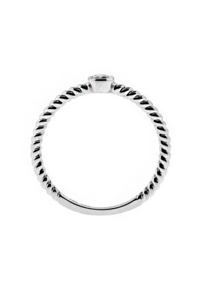 Stackable Ring Rope Design Shank with One Bezel Set Diamond in 18kt White Gold