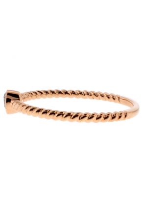 Stackable Ring Rope Design Shank with One Bezel Set Diamond in 18kt Rose Gold