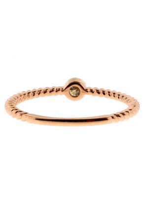 Stackable Ring Rope Design Shank with One Bezel Set Diamond in 18kt Rose Gold