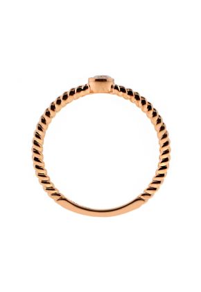 Stackable Ring Rope Design Shank with One Bezel Set Diamond in 18kt Rose Gold