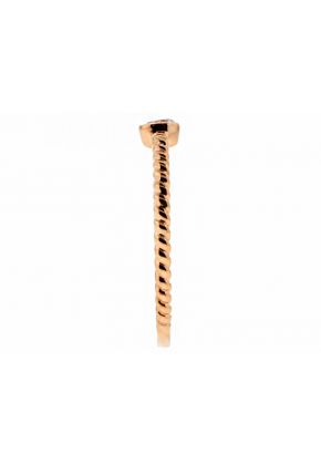Stackable Ring Rope Design Shank with One Bezel Set Diamond in 18kt Rose Gold
