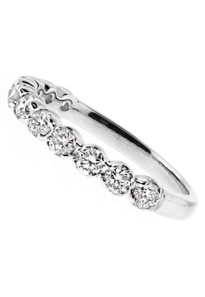 11 stone, 2.7mm Wide Ladies Single Row Diamond Wedding Band Ring in 18kt White Gold