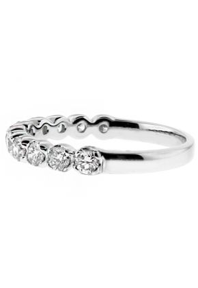 11 stone, 2.7mm Wide Ladies Single Row Diamond Wedding Band Ring in 18kt White Gold