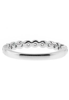 11 stone, 2.7mm Wide Ladies Single Row Diamond Wedding Band Ring in 18kt White Gold