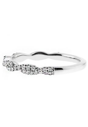 2.6mm Wide Diamond Closed Twist Ring Wedding Band in 18kt White Gold