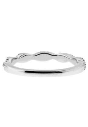 2.6mm Wide Diamond Closed Twist Ring Wedding Band in 18kt White Gold