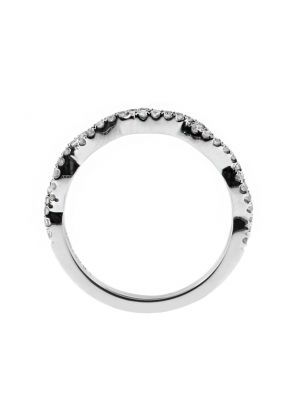 2.6mm Wide Diamond Closed Twist Ring Wedding Band in 18kt White Gold