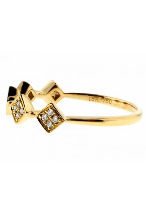 5 Sideway Squares, Ladies Stackable Diamond Ring in 18kt Yellow Gold