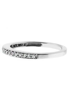1.9mm Thin Single Row Diamond Ladies Wedding Band Ring in 18kt White Gold