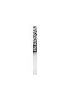 1.9mm Thin Single Row Diamond Ladies Wedding Band Ring in 18kt White Gold