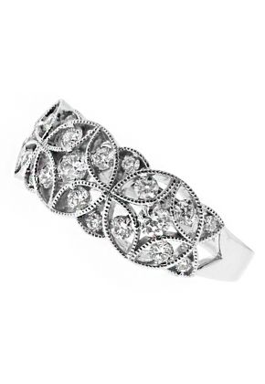 Open Design 3 Circle Theme, Diamond Ladies Ring Band in 18kt White Gold