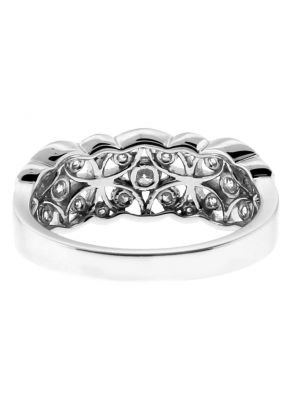 Open Design 3 Circle Theme, Diamond Ladies Ring Band in 18kt White Gold