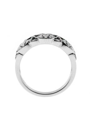Open Design 3 Circle Theme, Diamond Ladies Ring Band in 18kt White Gold