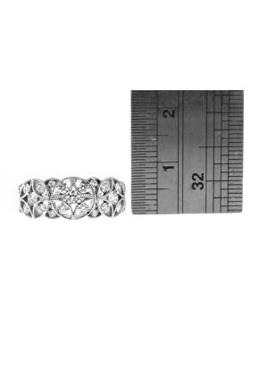 Open Design 3 Circle Theme, Diamond Ladies Ring Band in 18kt White Gold