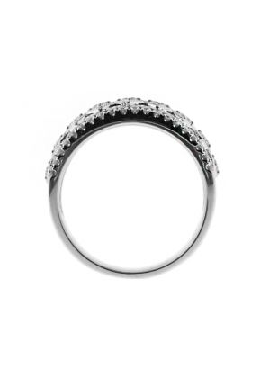 Slight Raised Center Row, Ladies Diamond Ring Band in 18kt Gold