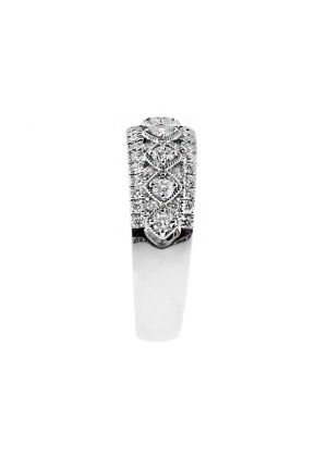 Slight Raised Center Row, Ladies Diamond Ring Band in 18kt Gold