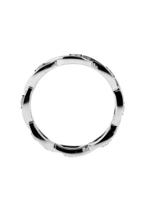 Twist with Diamond Center Ladies Eternity Ring in 18kt White Gold