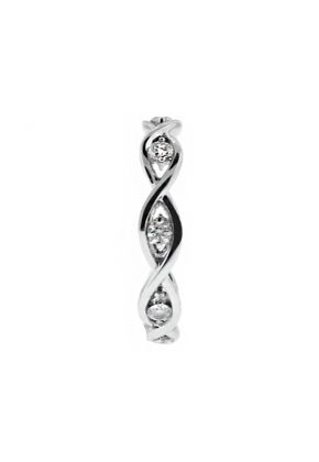 Twist with Diamond Center Ladies Eternity Ring in 18kt White Gold