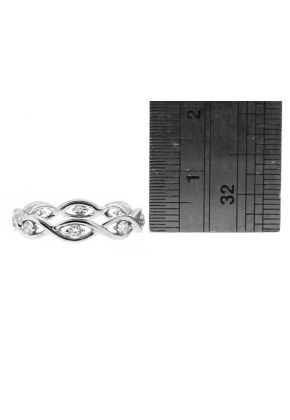 Twist with Diamond Center Ladies Eternity Ring in 18kt White Gold