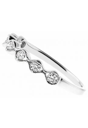 Wave Border, 7 Stone Channel Set Diamond Wedding Band in 18kt White Gold