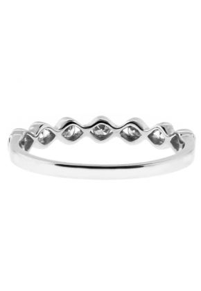 Wave Border, 7 Stone Channel Set Diamond Wedding Band in 18kt White Gold