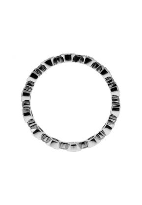 Alternating Large and Small Diamonds in Milgrained Bezel Setting Diamond Eternity Ring in 18kt White Gold