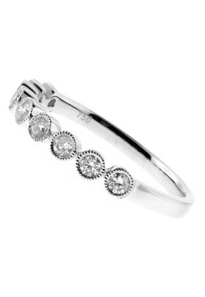 9 Stone Bezel Set with Milgrain Detail Diamond Wedding Band in 18kt White Gold