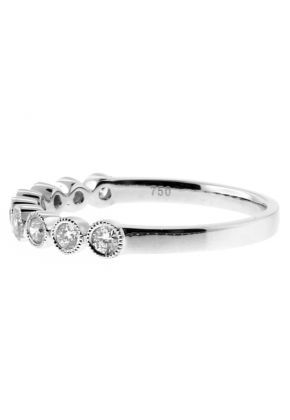 9 Stone Bezel Set with Milgrain Detail Diamond Wedding Band in 18kt White Gold