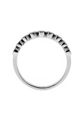 9 Stone Bezel Set with Milgrain Detail Diamond Wedding Band in 18kt White Gold
