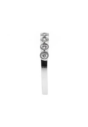 9 Stone Bezel Set with Milgrain Detail Diamond Wedding Band in 18kt White Gold