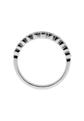 11 Stone Semi Bezel Set Diamond Wedding Band in 18kt White Gold