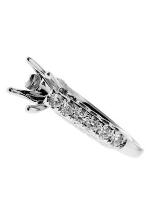 12 Stone, Twist Side Design Diamond Engagement Ring Semi Mount in 18kt White Gold