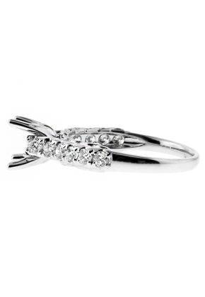 12 Stone, Twist Side Design Diamond Engagement Ring Semi Mount in 18kt White Gold