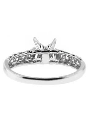 12 Stone, Twist Side Design Diamond Engagement Ring Semi Mount in 18kt White Gold