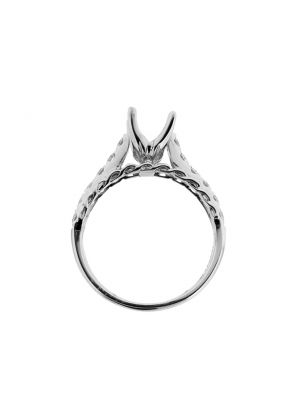 12 Stone, Twist Side Design Diamond Engagement Ring Semi Mount in 18kt White Gold